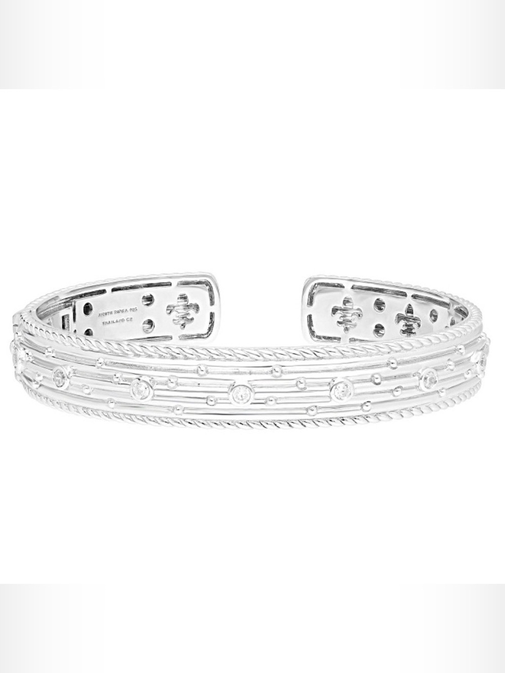 Judith Ripka "Ballroom" Cuff Bracelet, 0.79ctw CZ Rhodium Over Sterling Silver